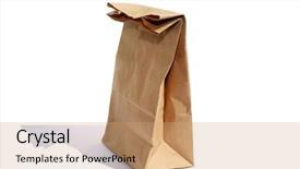  Presentation with brown paper bag - Presentation design consisting of reduce reuse recycle - paper bag brown paper bag background and a coral colored foreground