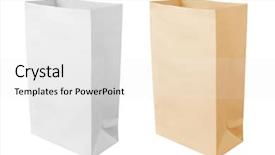  Presentation with paper bag - PPT theme consisting of paper bag isolated on white background and a white colored foreground