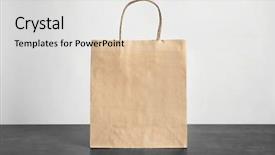  Presentation with paper bag - Amazing presentation design having paper bag on table backdrop and a light gray colored foreground