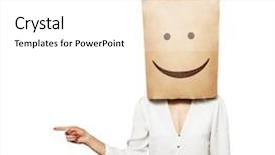 Presentation with paper bag - PPT theme featuring paper bag on the head background and a white colored foreground