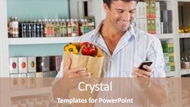  Presentation with grocery bag - Amazing slide set having paper bag using mobile phone backdrop and a coral colored foreground