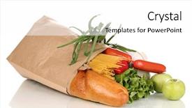  Presentation with food white layout - Cool new slide deck with paper bag with food isolated backdrop and a white colored foreground