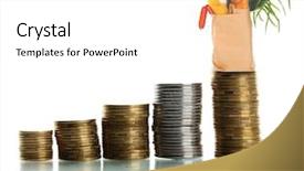  Presentation with budget - PPT theme featuring budget money - paper bag with food standing background and a white colored foreground
