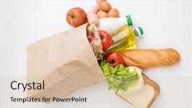  Presentation with paper bag - Slide deck featuring paper bag with food background and a soft green colored foreground