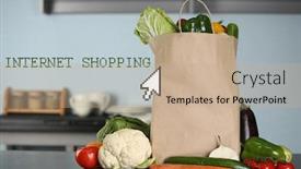  Presentation with paper bag - PPT theme with online grocery website - paper bag with food background and a coral colored foreground