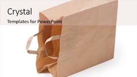  Presentation with paper bag - PPT theme featuring paper bag with handle isolated background and a lemonade colored foreground