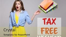  Presentation with weekend - Theme having paper bags and text tax background and a yellow colored foreground