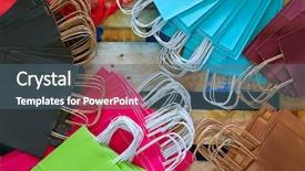  Presentation with factory - Cool new PPT theme with paper bags factory colorful set backdrop and a ocean colored foreground