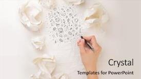  Presentation with crumpled paper various balls - PPT theme enhanced with paper balls drawing mixed media background and a lemonade colored foreground