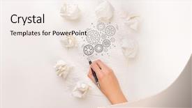  Presentation with next - PPT theme having paper balls drawing rotating gear background and a  colored foreground