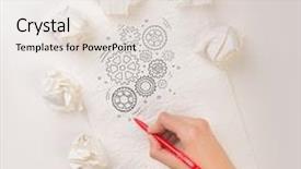  Presentation with next - Audience pleasing presentation design consisting of paper balls drawing rotating gear backdrop and a lemonade colored foreground