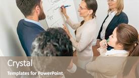  Presentation with board meeting - Presentation theme featuring paper board the positive attributes background and a coral colored foreground