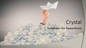  Presentation with boat - PPT layouts featuring paper boat - cropped hand gesturing little sign background and a light gray colored foreground