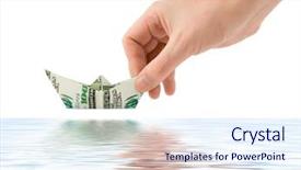  Presentation with ship - Audience pleasing presentation theme consisting of paper boat - hand launching money ship isolated backdrop and a sky blue colored foreground