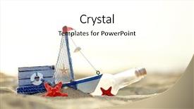  Presentation with seashore - Theme having paper boat - little yacht with bottle background and a white colored foreground