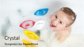  Presentation with cedar bath - Colorful PPT theme enhanced with paper boat - playing in bath backdrop and a yellow colored foreground