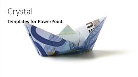  Presentation with european currency - Colorful slide set enhanced with paper-boat-folded-from-european backdrop and a white colored foreground