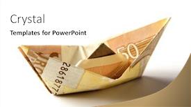 Presentation with european currency - Audience pleasing PPT theme consisting of paper-boat-folded-from-european backdrop and a white colored foreground