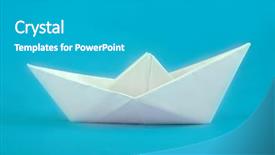  Presentation with boat - Presentation theme with paper boat on a blue background and a light gray colored foreground