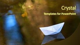  Presentation with paper boat children play - Slides featuring paper boat on the water background and a tawny brown colored foreground