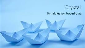  Presentation with boats - Audience pleasing slide deck consisting of paper-boats-on-the-documents backdrop and a light blue colored foreground