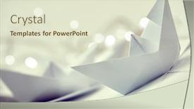  Presentation with boats - Presentation design consisting of paper-boats-on-the-documents background and a soft green colored foreground