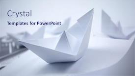  Presentation with boats - Presentation design having paper-boats-on-the-documents background and a sky blue colored foreground