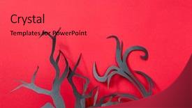  Presentation with flat peach tree - Audience pleasing PPT layouts consisting of paper branches of a tree backdrop and a red colored foreground