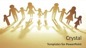  Presentation with family holding hands - Colorful slide set enhanced with paper chain cutout holding hands backdrop and a blonde colored foreground