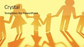  Presentation with family holding hands - Colorful presentation enhanced with paper chain cutout holding hands backdrop and a blonde colored foreground