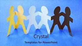  Presentation with holding hands - Presentation theme featuring paper chain figurines holding hands background and a  colored foreground