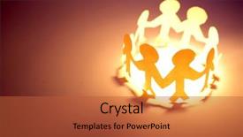  Presentation with chain - Colorful presentation theme enhanced with paper-chain people holding hands backdrop and a red colored foreground