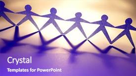  Presentation with hands holding - Beautiful presentation theme featuring paper-chain people holding hands backdrop and a  colored foreground