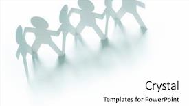  Presentation with hands holding - PPT theme featuring paper chain people holding hands background and a white colored foreground