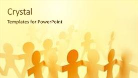  Presentation with teams - Audience pleasing slide set consisting of paper chain people teams holding hands backdrop and a white colored foreground