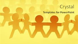  Presentation with partnership - Presentation theme having paper-chain-team-holding-hands background and a yellow colored foreground