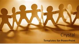  Presentation with partnership - Theme with paper-chain-team-holding-hands background and a gold colored foreground
