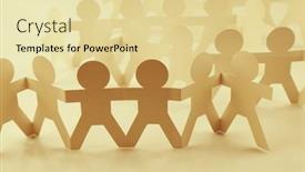  Presentation with partnership - Presentation design consisting of paper-chain-team-holding-hands background and a blonde colored foreground