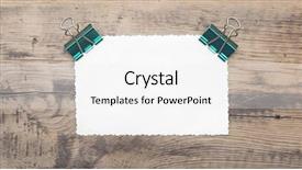  Presentation with notebook paper wiht clip - PPT theme having paper clips on wooden background and a white colored foreground