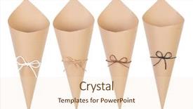  Presentation with strings - Beautiful PPT theme featuring paper cornets with strings isolated backdrop and a  colored foreground