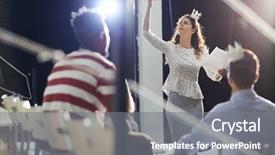  Presentation with paper making - Presentation theme featuring paper crown on her head background and a  colored foreground