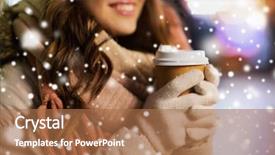  Presentation with bar drinks wine - Amazing slide deck having paper cup - winter holidays hot drinks backdrop and a coral colored foreground