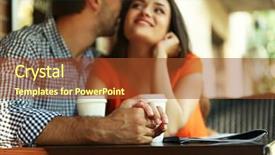  Presentation with cafe - Beautiful slides featuring paper cup - young couple drink coffee backdrop and a tawny brown colored foreground