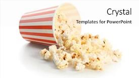  Presentation with popcorn - Beautiful presentation theme featuring paper cup and popcorn backdrop and a white colored foreground