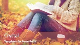  Presentation with coffee book - Theme consisting of paper cup in autumn background and a coral colored foreground