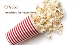  Presentation with popcorn - Beautiful slide deck featuring paper cup isolated on white backdrop and a cream colored foreground