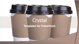  Presentation with cup coffee - Beautiful presentation design featuring paper cup of coffee isolated backdrop and a coral colored foreground