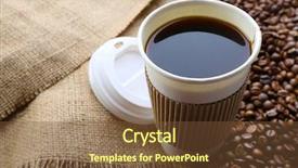  Presentation with coffee beans - Cool new PPT theme with paper cup of coffee backdrop and a tawny brown colored foreground