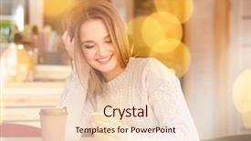  Presentation with cup coffee - PPT theme with paper cup of tasty coffe background and a lemonade colored foreground