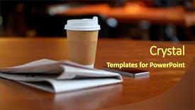  Presentation with mass media - Audience pleasing theme consisting of paper cup smartphone and newspaper backdrop and a tawny brown colored foreground